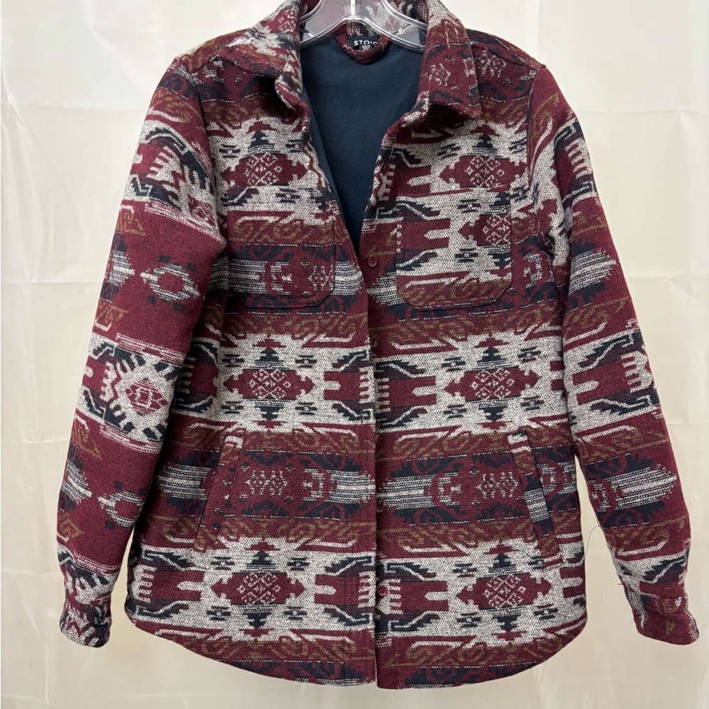 Women's Burgundy Patterned Utility Jacket